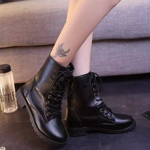 vegan black combat boots